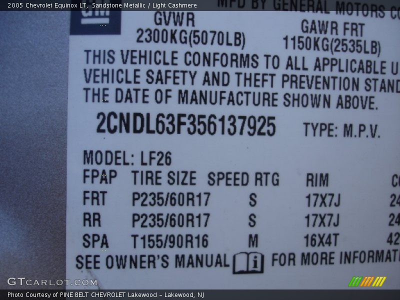 Sandstone Metallic / Light Cashmere 2005 Chevrolet Equinox LT