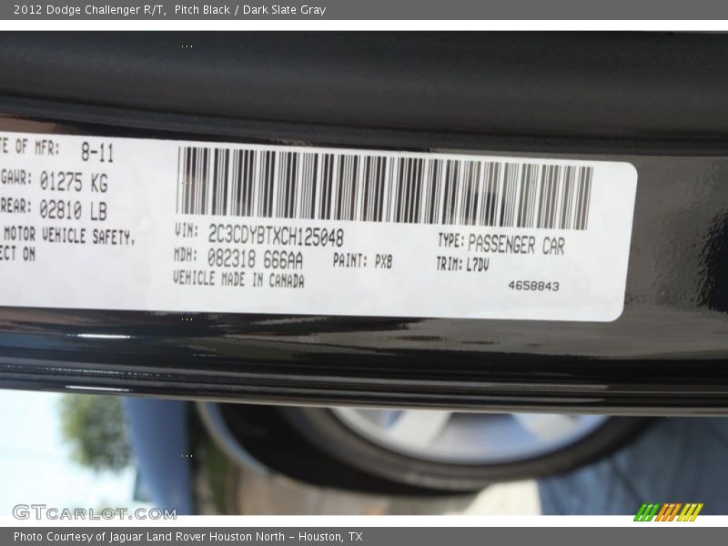 Pitch Black / Dark Slate Gray 2012 Dodge Challenger R/T