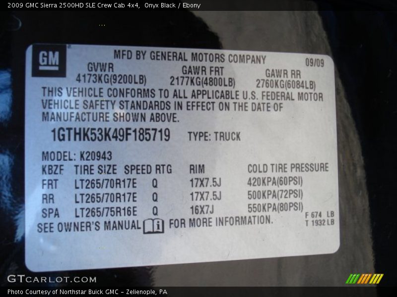 Onyx Black / Ebony 2009 GMC Sierra 2500HD SLE Crew Cab 4x4