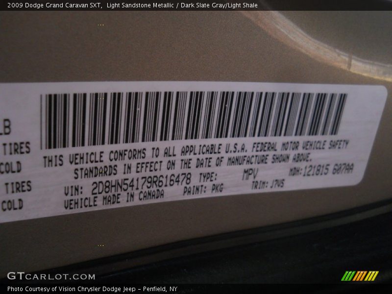 Light Sandstone Metallic / Dark Slate Gray/Light Shale 2009 Dodge Grand Caravan SXT