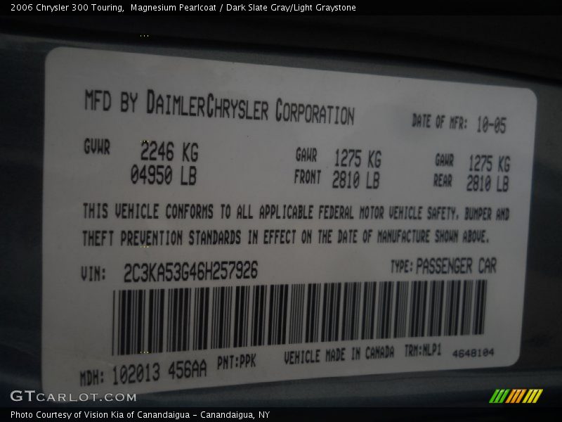 Magnesium Pearlcoat / Dark Slate Gray/Light Graystone 2006 Chrysler 300 Touring