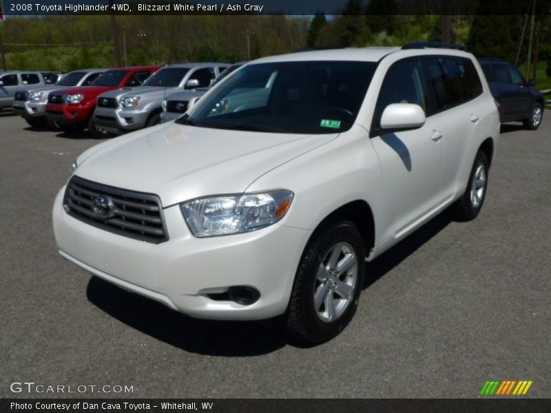 Blizzard White Pearl / Ash Gray 2008 Toyota Highlander 4WD