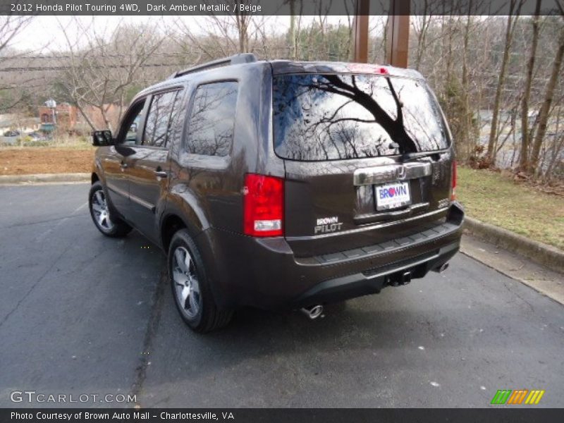 Dark Amber Metallic / Beige 2012 Honda Pilot Touring 4WD
