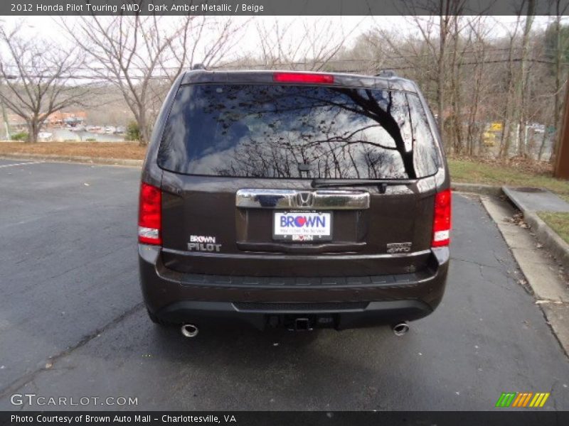 Dark Amber Metallic / Beige 2012 Honda Pilot Touring 4WD