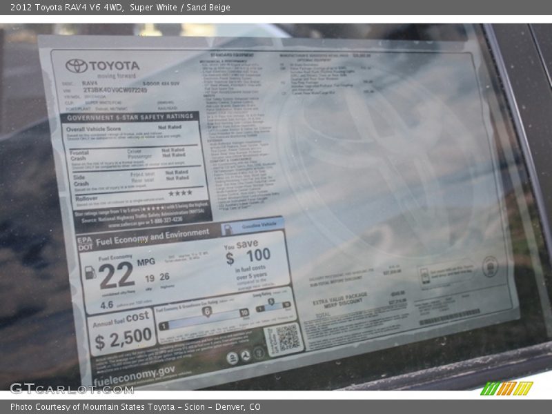 Super White / Sand Beige 2012 Toyota RAV4 V6 4WD