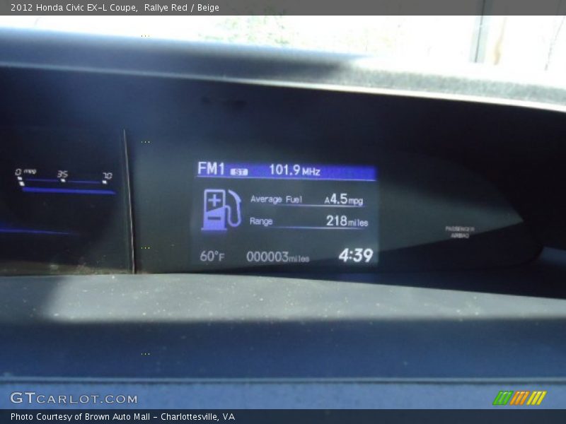 Rallye Red / Beige 2012 Honda Civic EX-L Coupe