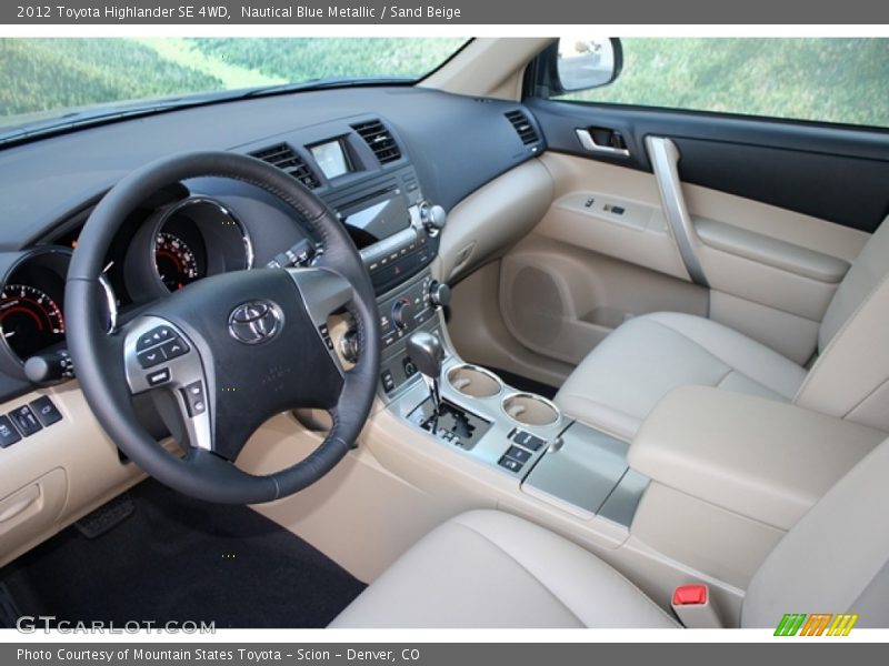 Nautical Blue Metallic / Sand Beige 2012 Toyota Highlander SE 4WD