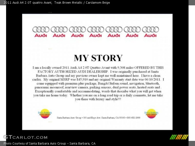 Teak Brown Metallic / Cardamom Beige 2011 Audi A4 2.0T quattro Avant