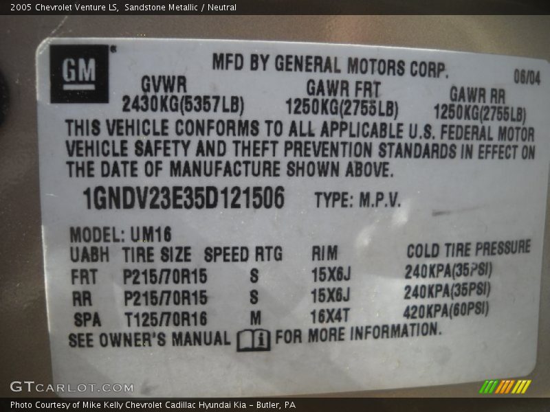 Sandstone Metallic / Neutral 2005 Chevrolet Venture LS