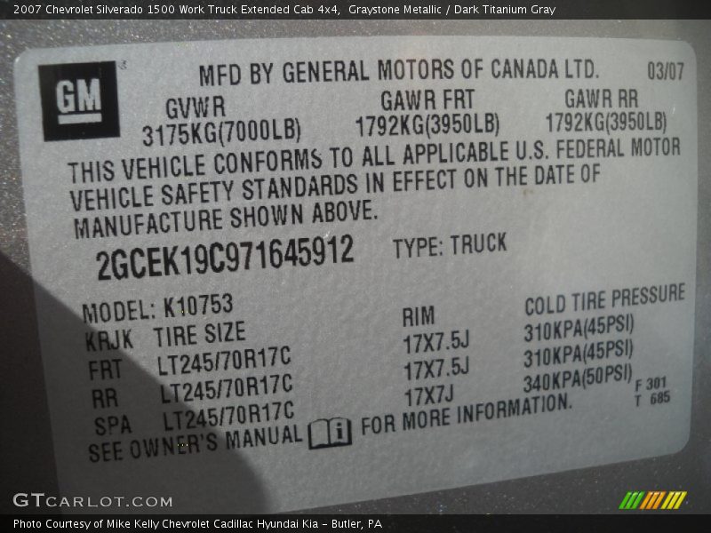 Graystone Metallic / Dark Titanium Gray 2007 Chevrolet Silverado 1500 Work Truck Extended Cab 4x4