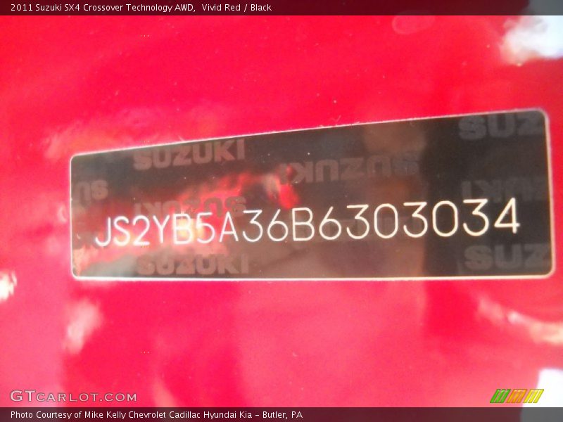 Vivid Red / Black 2011 Suzuki SX4 Crossover Technology AWD