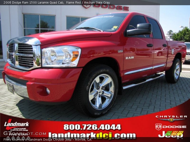 Flame Red / Medium Slate Gray 2008 Dodge Ram 1500 Laramie Quad Cab