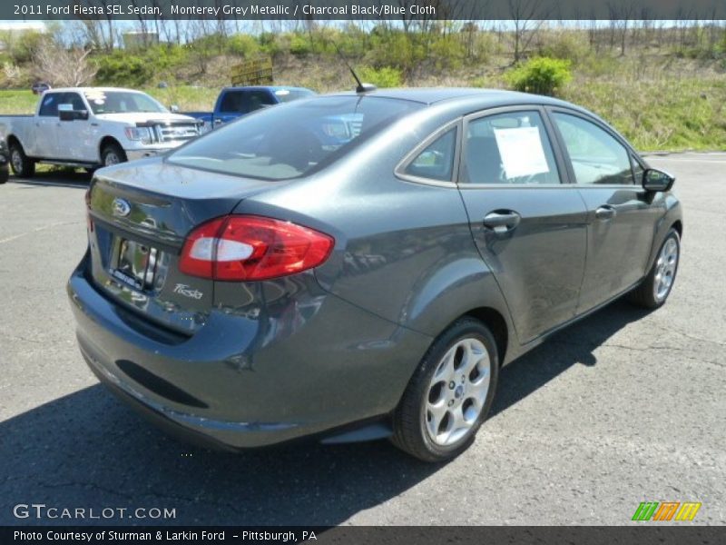 Monterey Grey Metallic / Charcoal Black/Blue Cloth 2011 Ford Fiesta SEL Sedan