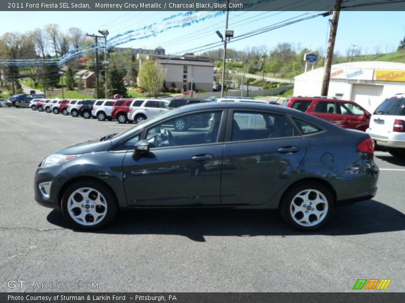 Monterey Grey Metallic / Charcoal Black/Blue Cloth 2011 Ford Fiesta SEL Sedan