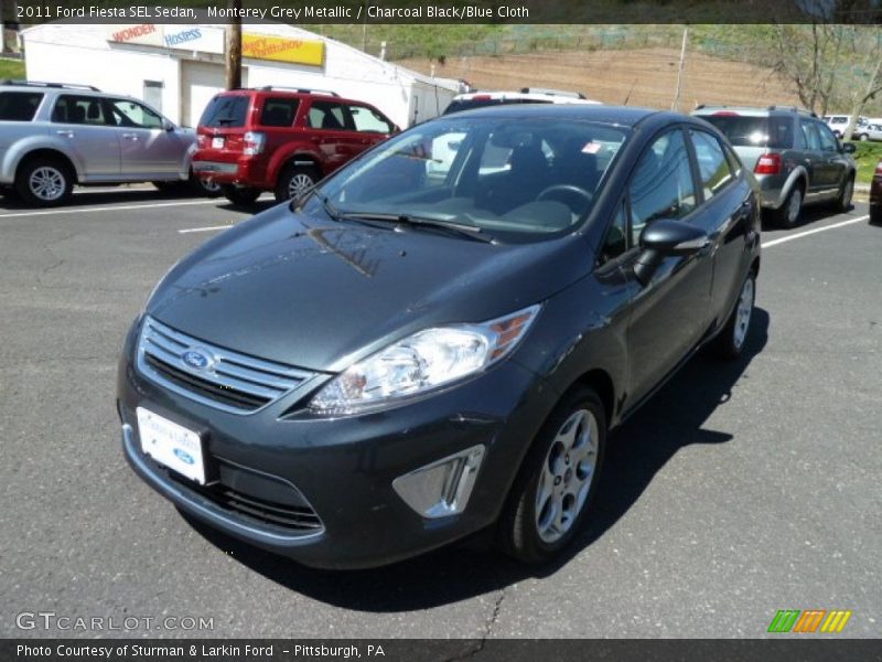 Monterey Grey Metallic / Charcoal Black/Blue Cloth 2011 Ford Fiesta SEL Sedan