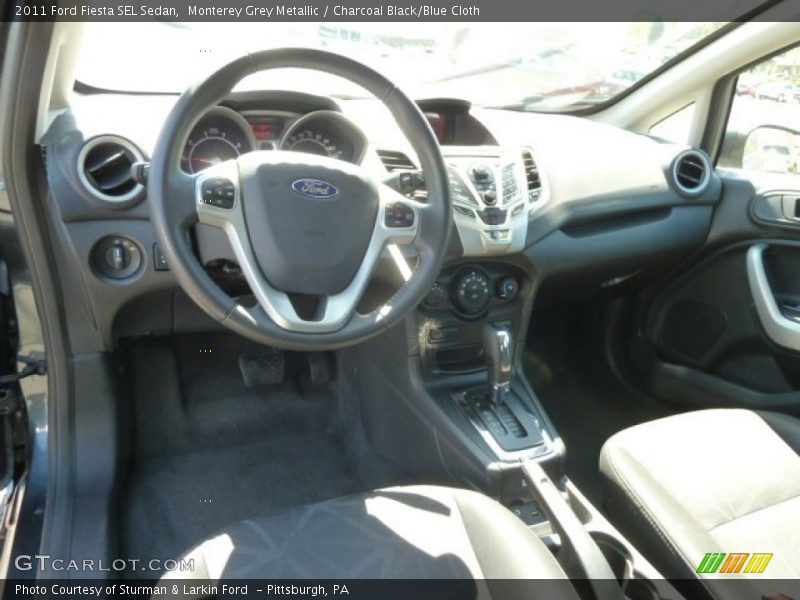 Monterey Grey Metallic / Charcoal Black/Blue Cloth 2011 Ford Fiesta SEL Sedan