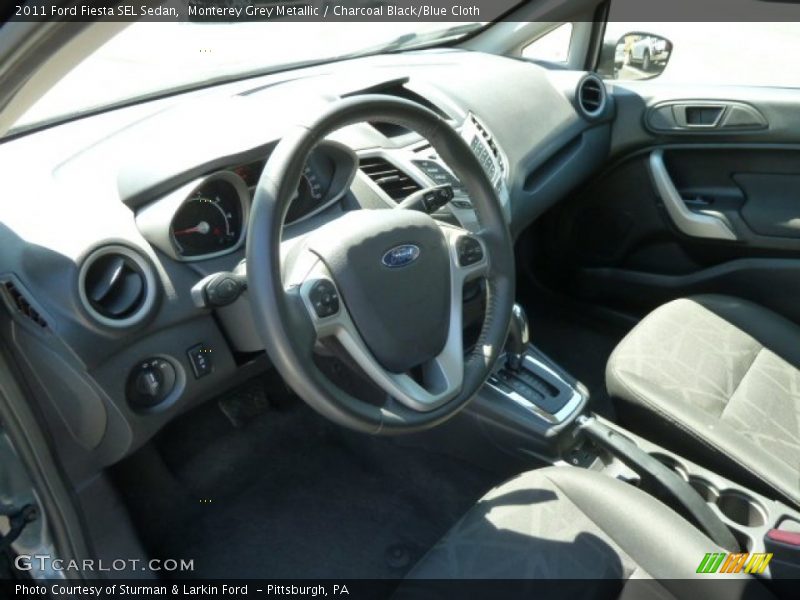 Monterey Grey Metallic / Charcoal Black/Blue Cloth 2011 Ford Fiesta SEL Sedan