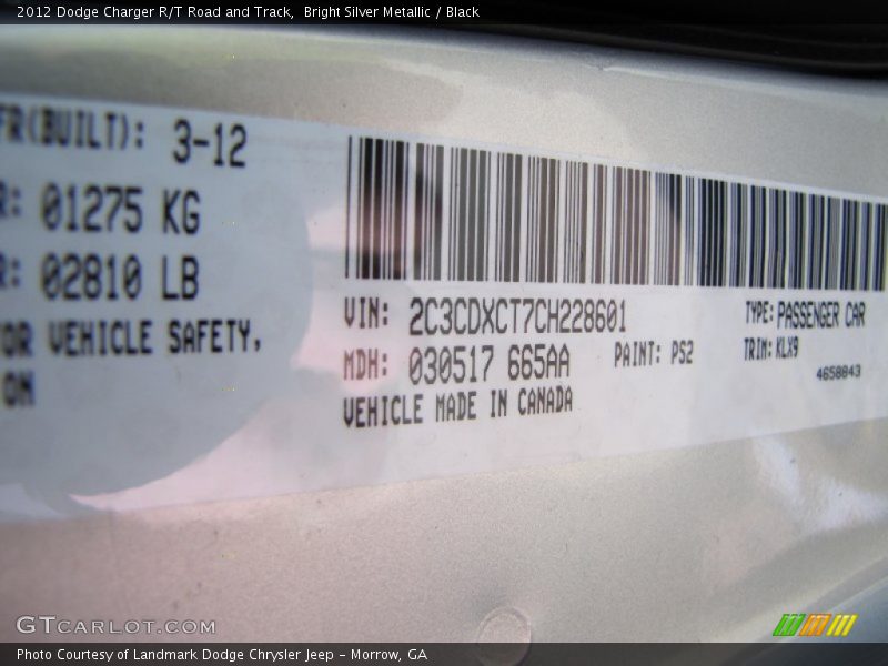 Bright Silver Metallic / Black 2012 Dodge Charger R/T Road and Track