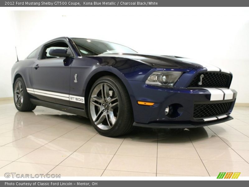 Kona Blue Metallic / Charcoal Black/White 2012 Ford Mustang Shelby GT500 Coupe