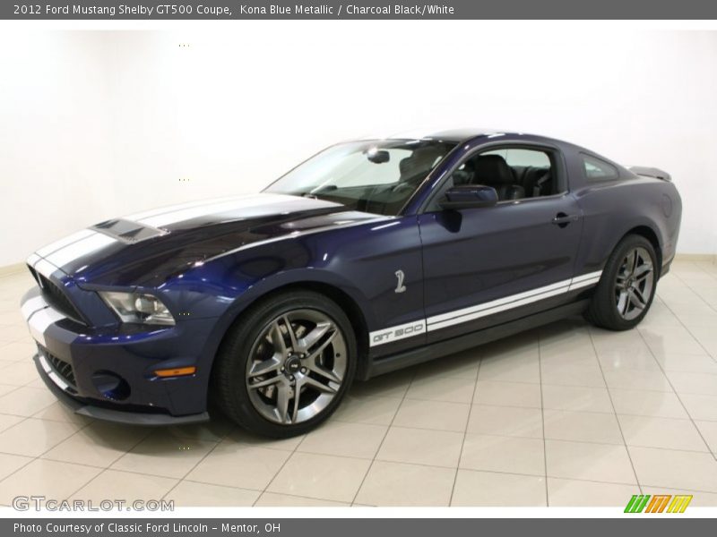 Kona Blue Metallic / Charcoal Black/White 2012 Ford Mustang Shelby GT500 Coupe