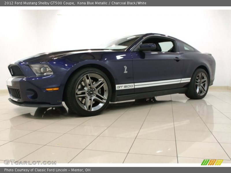 Kona Blue Metallic / Charcoal Black/White 2012 Ford Mustang Shelby GT500 Coupe