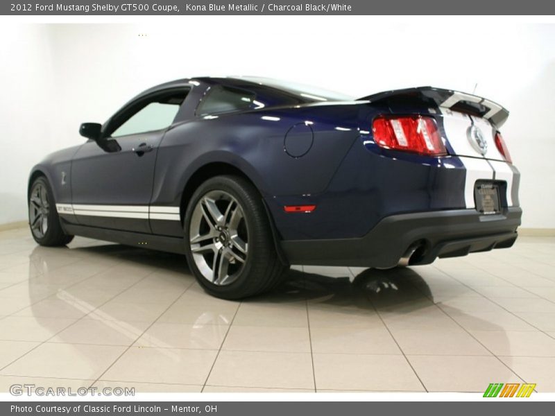 Kona Blue Metallic / Charcoal Black/White 2012 Ford Mustang Shelby GT500 Coupe
