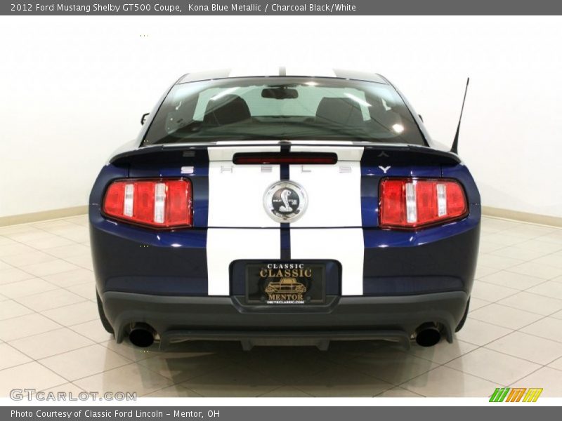 Kona Blue Metallic / Charcoal Black/White 2012 Ford Mustang Shelby GT500 Coupe