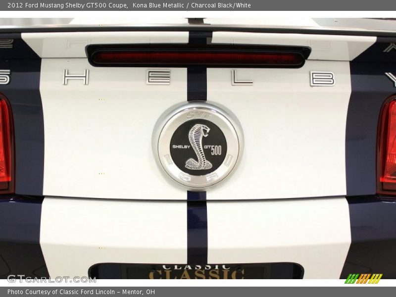 Kona Blue Metallic / Charcoal Black/White 2012 Ford Mustang Shelby GT500 Coupe
