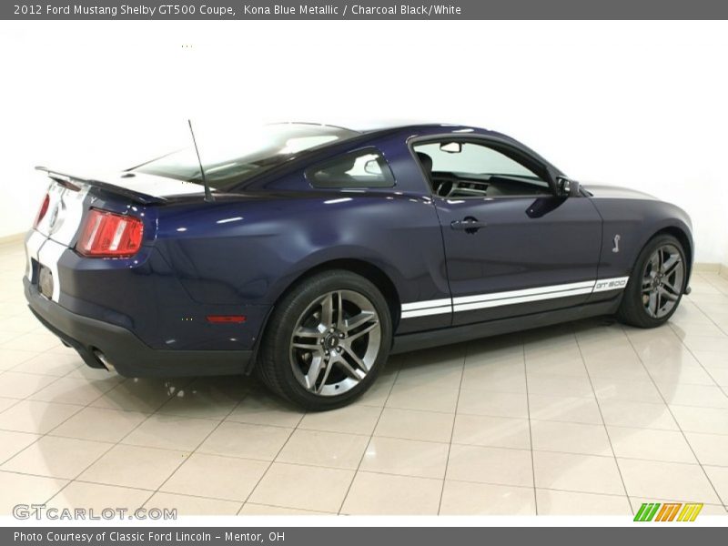Kona Blue Metallic / Charcoal Black/White 2012 Ford Mustang Shelby GT500 Coupe