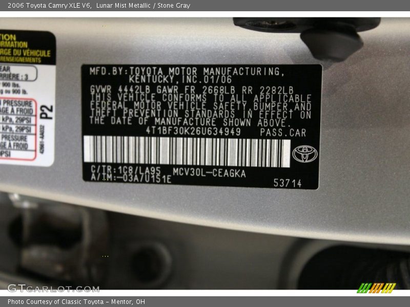 Lunar Mist Metallic / Stone Gray 2006 Toyota Camry XLE V6