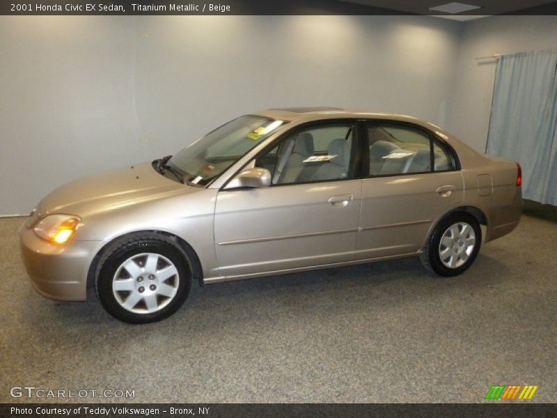 Titanium Metallic / Beige 2001 Honda Civic EX Sedan