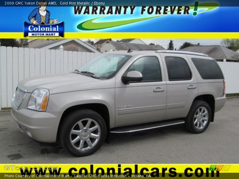 Gold Mist Metallic / Ebony 2009 GMC Yukon Denali AWD