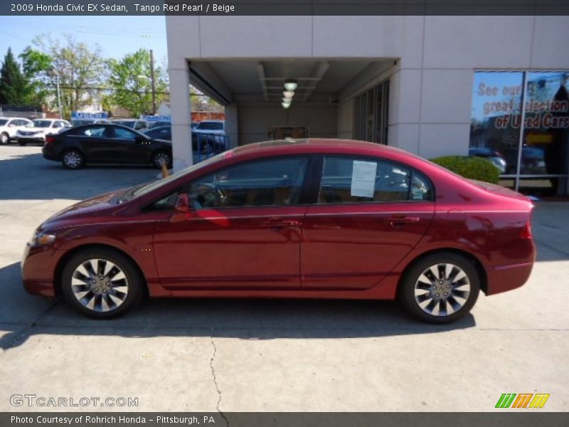 Tango Red Pearl / Beige 2009 Honda Civic EX Sedan
