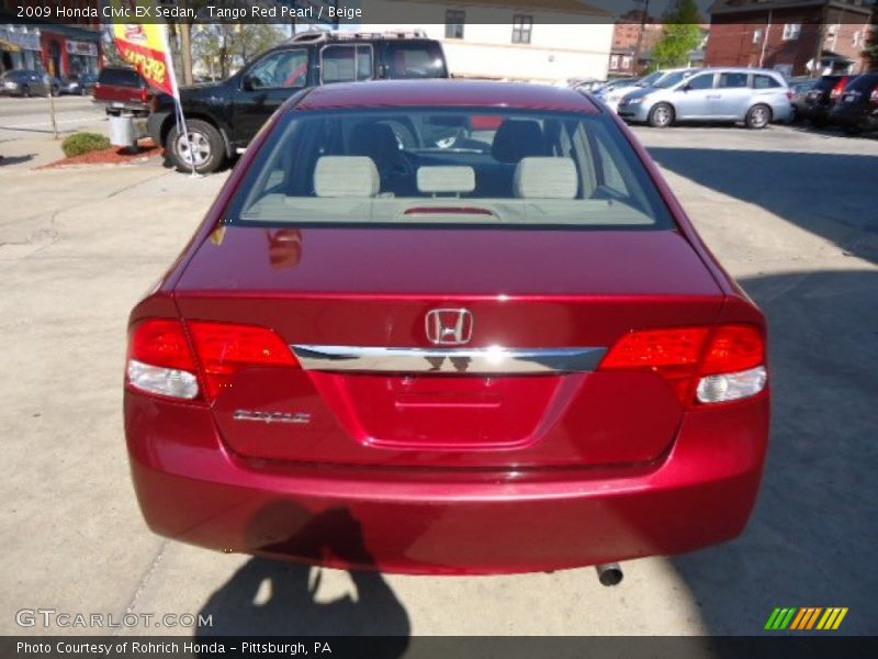 Tango Red Pearl / Beige 2009 Honda Civic EX Sedan