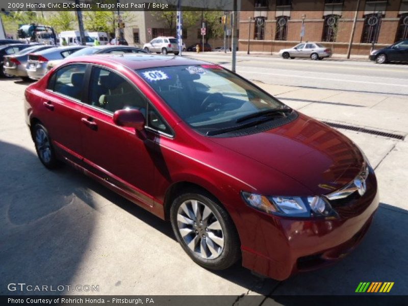 Tango Red Pearl / Beige 2009 Honda Civic EX Sedan