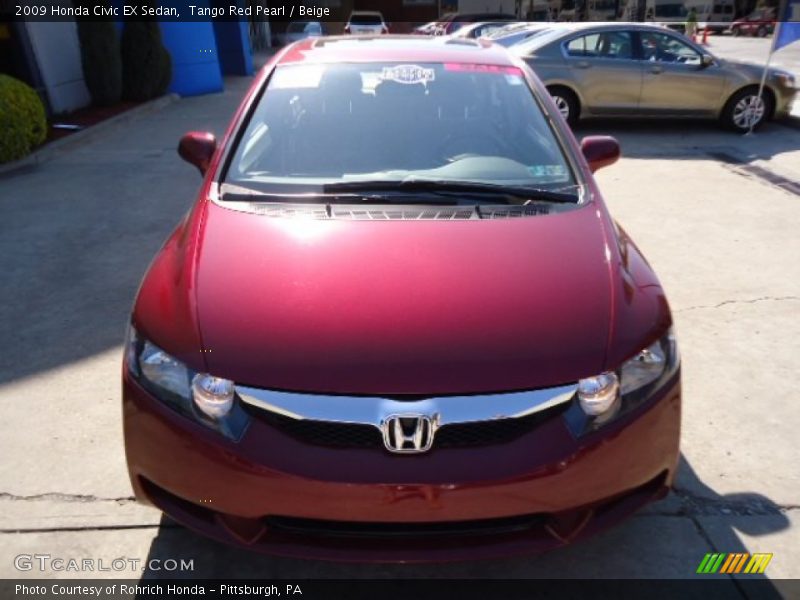 Tango Red Pearl / Beige 2009 Honda Civic EX Sedan