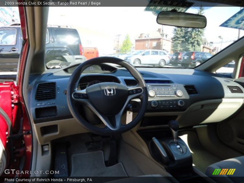 Tango Red Pearl / Beige 2009 Honda Civic EX Sedan