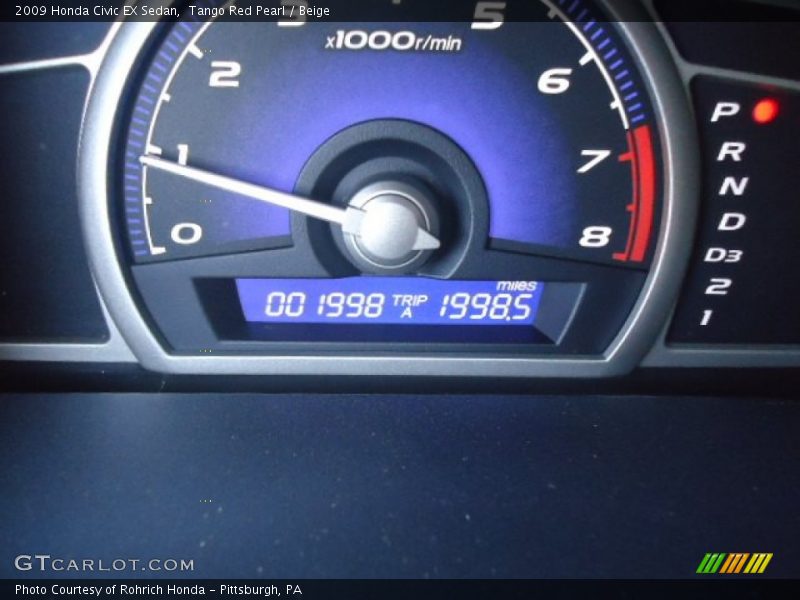Tango Red Pearl / Beige 2009 Honda Civic EX Sedan
