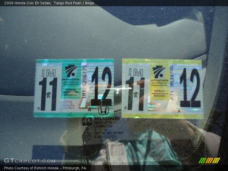 Tango Red Pearl / Beige 2009 Honda Civic EX Sedan