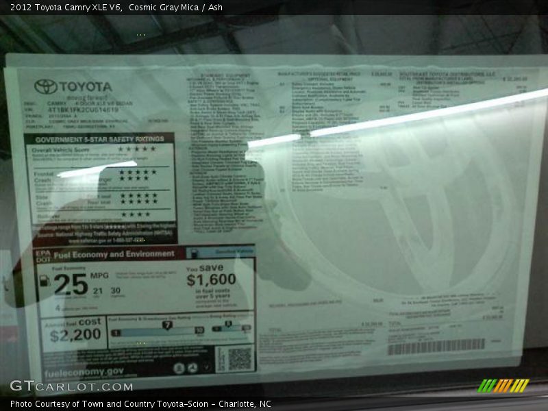 Cosmic Gray Mica / Ash 2012 Toyota Camry XLE V6