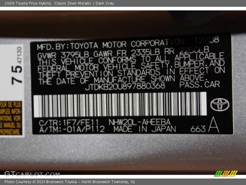Classic Silver Metallic / Dark Gray 2009 Toyota Prius Hybrid
