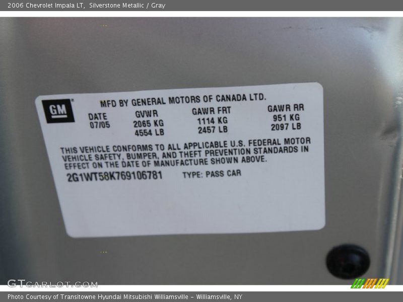 Silverstone Metallic / Gray 2006 Chevrolet Impala LT