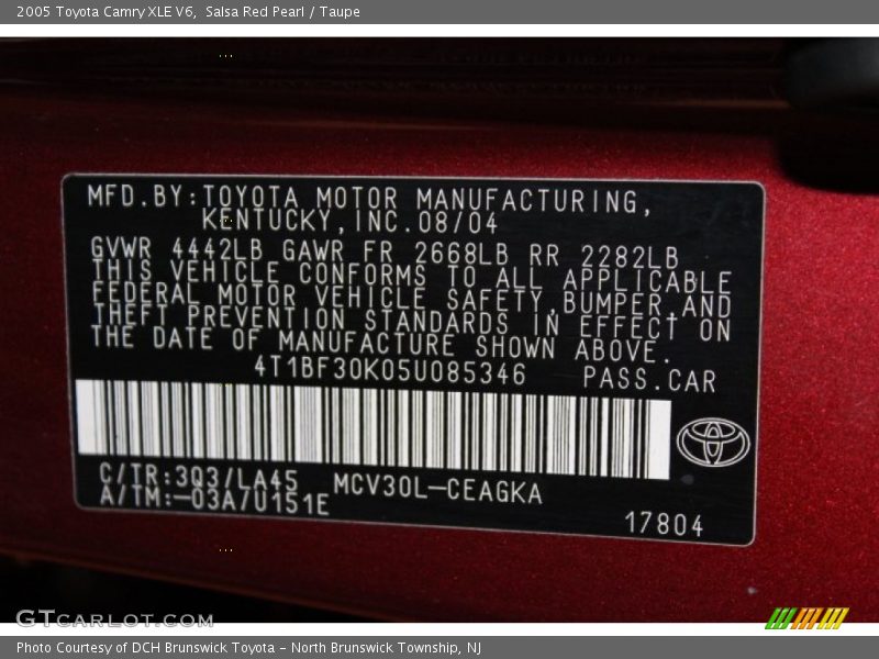 Salsa Red Pearl / Taupe 2005 Toyota Camry XLE V6