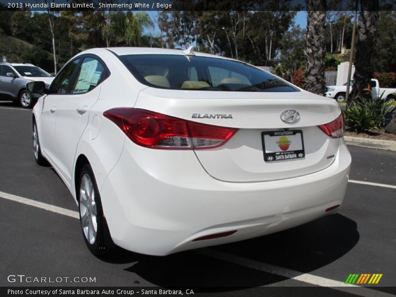 Shimmering White / Beige 2013 Hyundai Elantra Limited