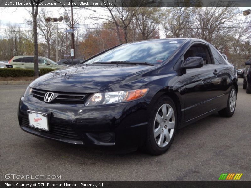 Nighthawk Black Pearl / Gray 2008 Honda Civic LX Coupe