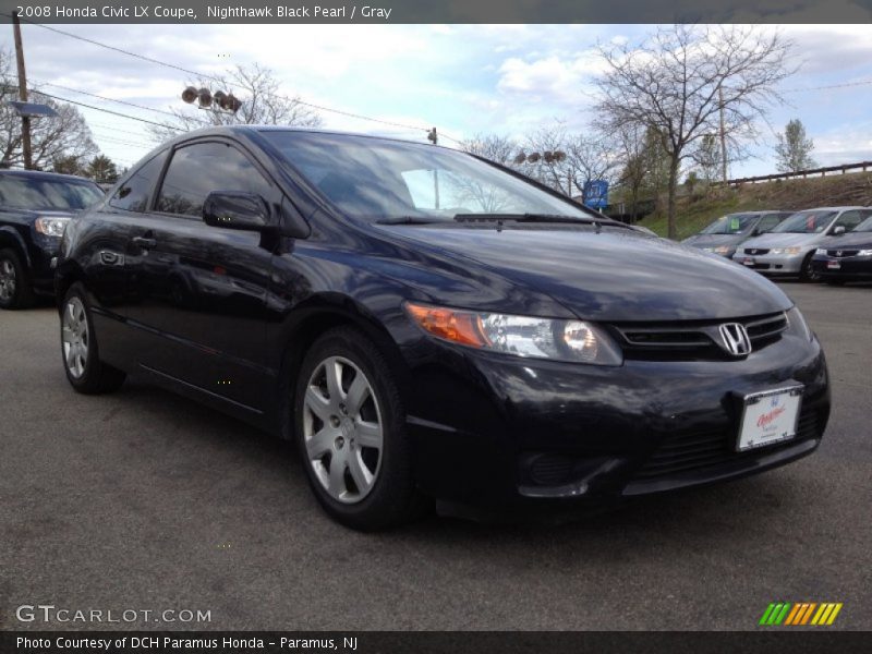 Nighthawk Black Pearl / Gray 2008 Honda Civic LX Coupe