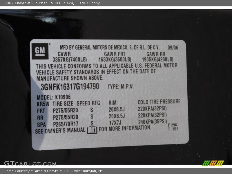 Black / Ebony 2007 Chevrolet Suburban 1500 LTZ 4x4