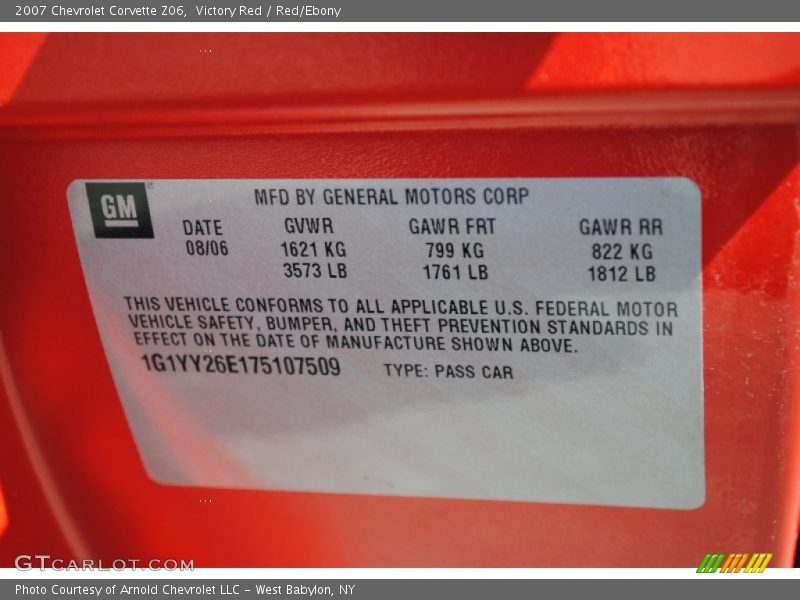 Victory Red / Red/Ebony 2007 Chevrolet Corvette Z06
