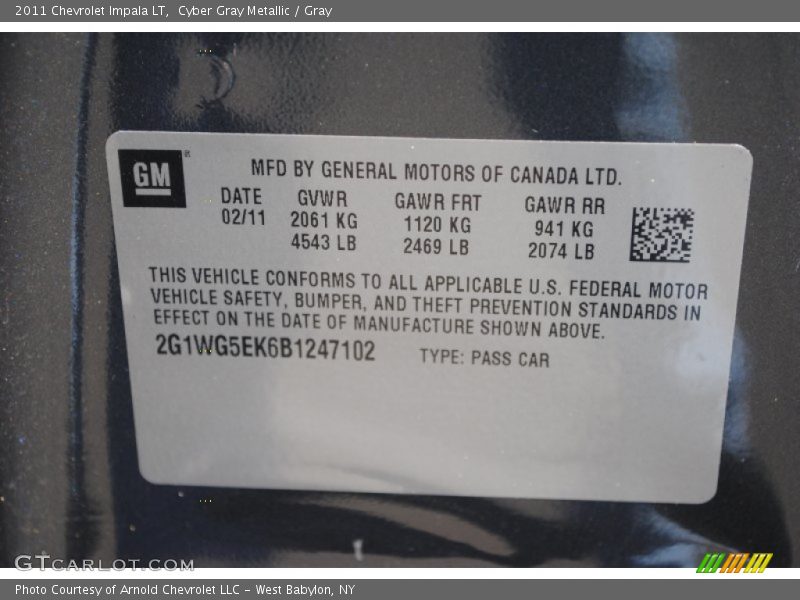 Cyber Gray Metallic / Gray 2011 Chevrolet Impala LT
