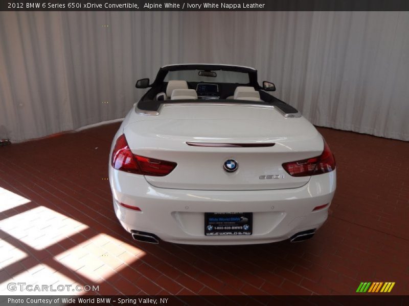 Alpine White / Ivory White Nappa Leather 2012 BMW 6 Series 650i xDrive Convertible